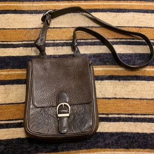 Vintage Eddie Bauer Leather Shoulder Bag Crossbody Storage Pockets Organizer